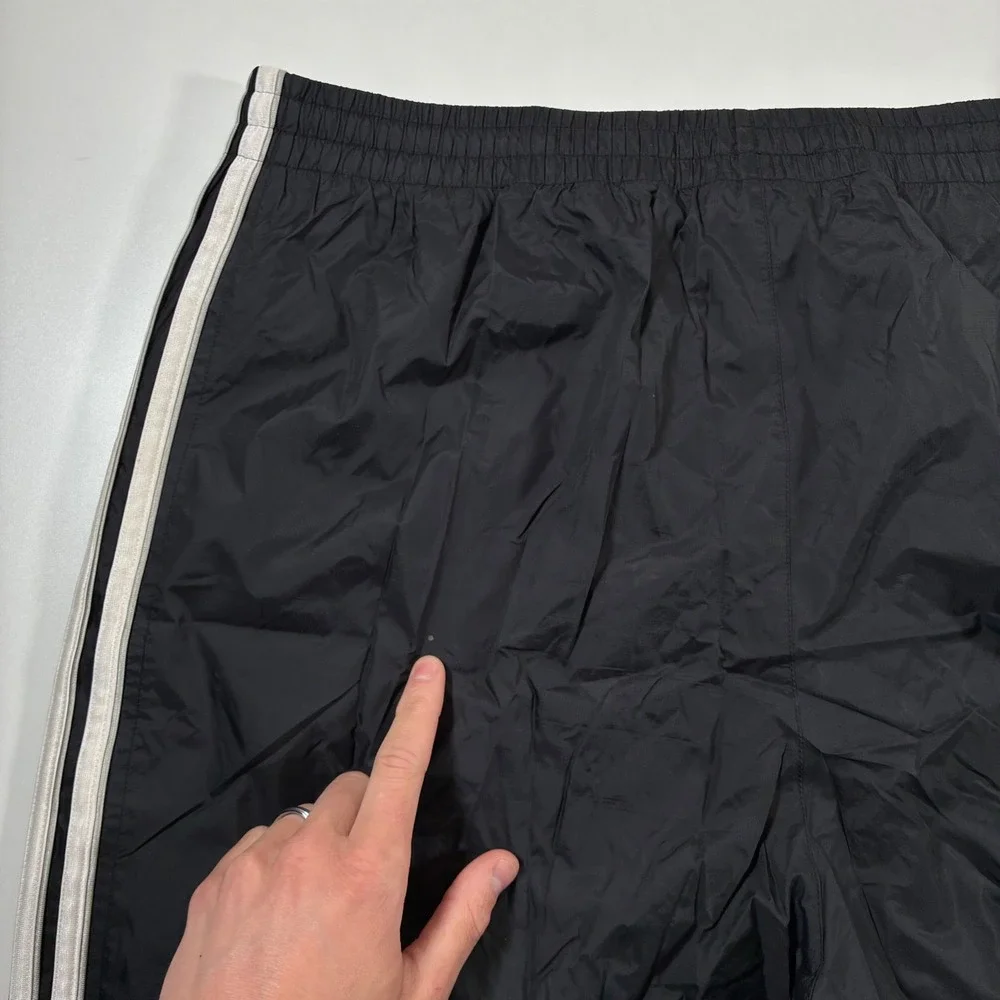 Vintage Adidas Track Pants XL Black 3-Stripe Mesh Lined Windbreaker 90s Y2K